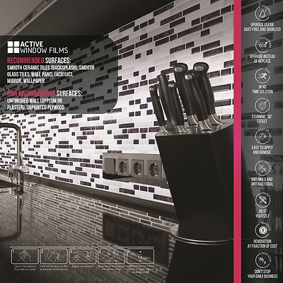Luxus 3D Effekt, Selbstklebende Gel MOSAIKFLIESE Wand Transfer Struktur Aufkleber
