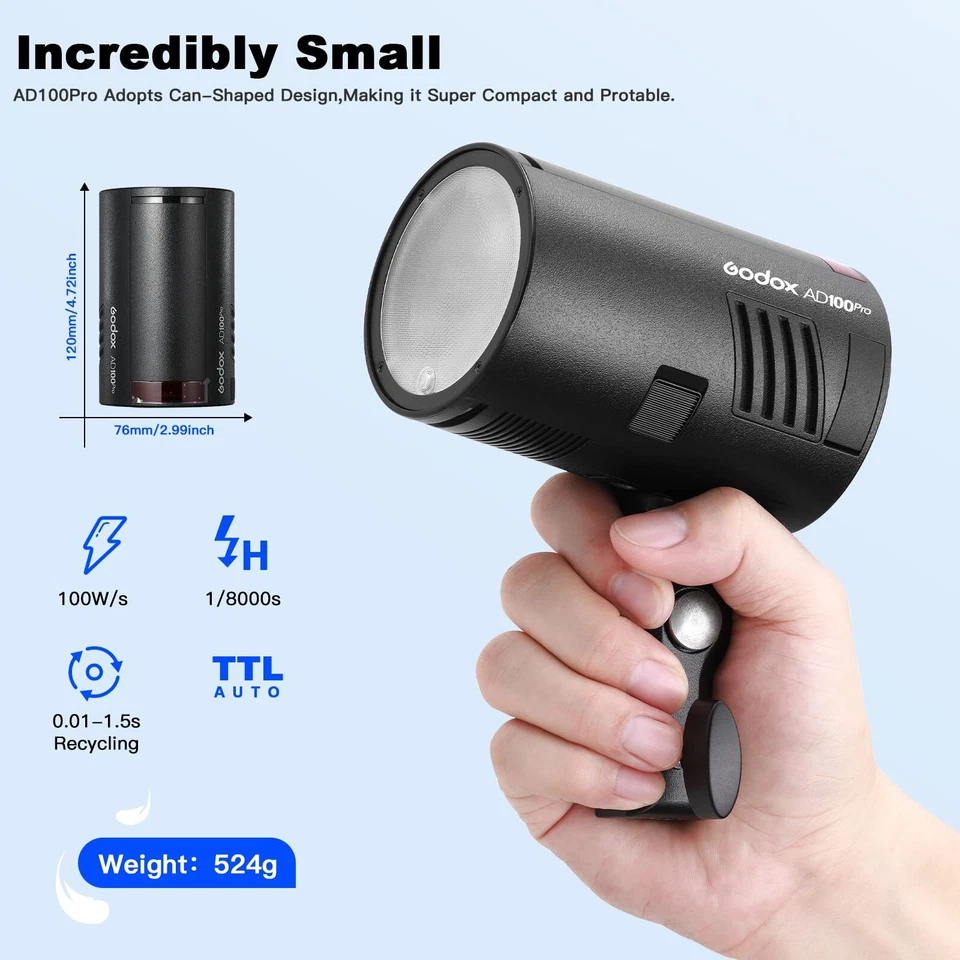 Godox AD100Pro TTL HSS 100W Flash Speedlite 2.4G Wireless Pocket Flash - Image 3 of 4