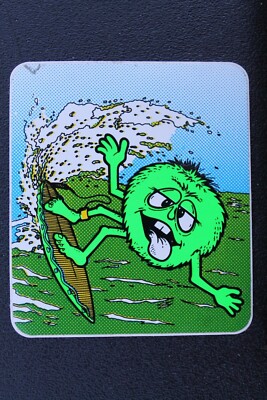 Fuzzy Green Monster Surfing Shred Surfer Dude 80's V31A Vintage Surfing STICKER