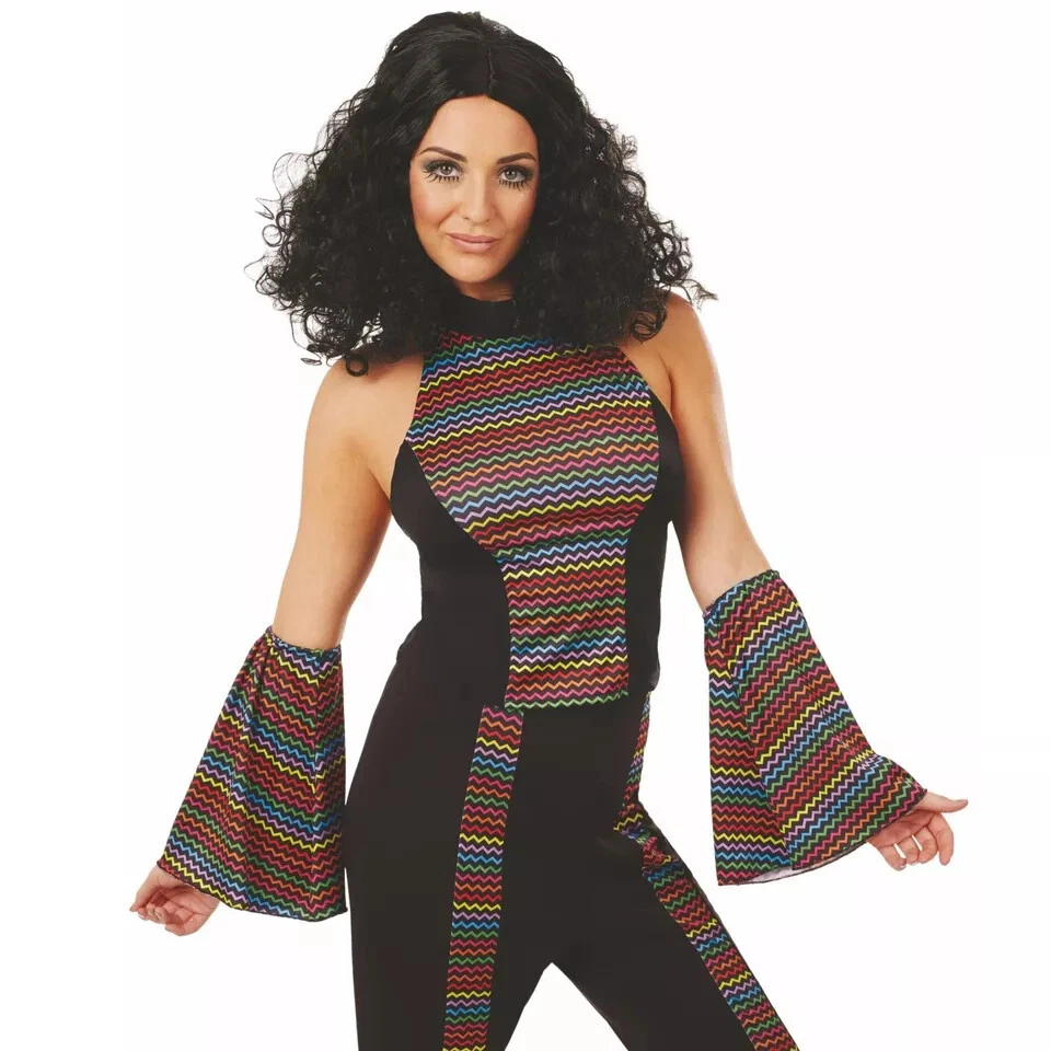 Mujer 1970 Disco Fiebre Cher Disfraz S - XL Estrella del Pop Arco Iris Traje Halloween Foto 2 de 4