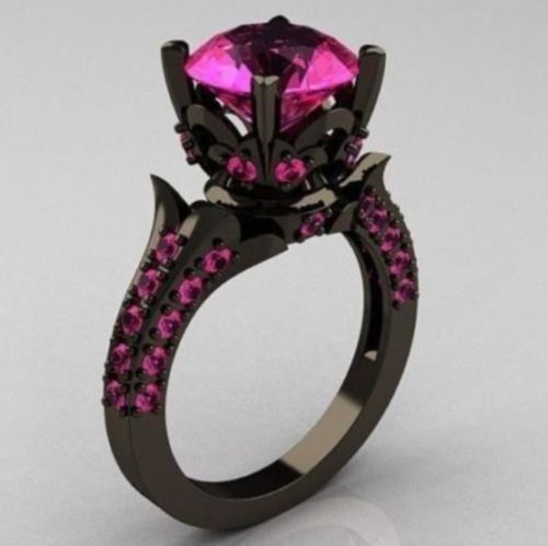 4.00 Ct Pink Round Diamond Ring Sterling Silver Lab Created Engagement Gift - Picture 1 of 5