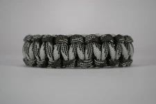 550 Paracord Survival Bracelet Cobra Touch of Gray/Grayscale "Made in the USA"