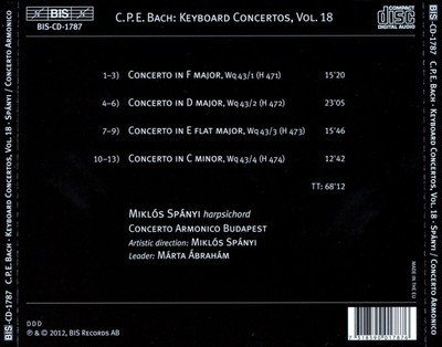C.P.E. BACH: THE COMPLETE KEYBOARD CONCERTOS, VOL. 18 NEW CD