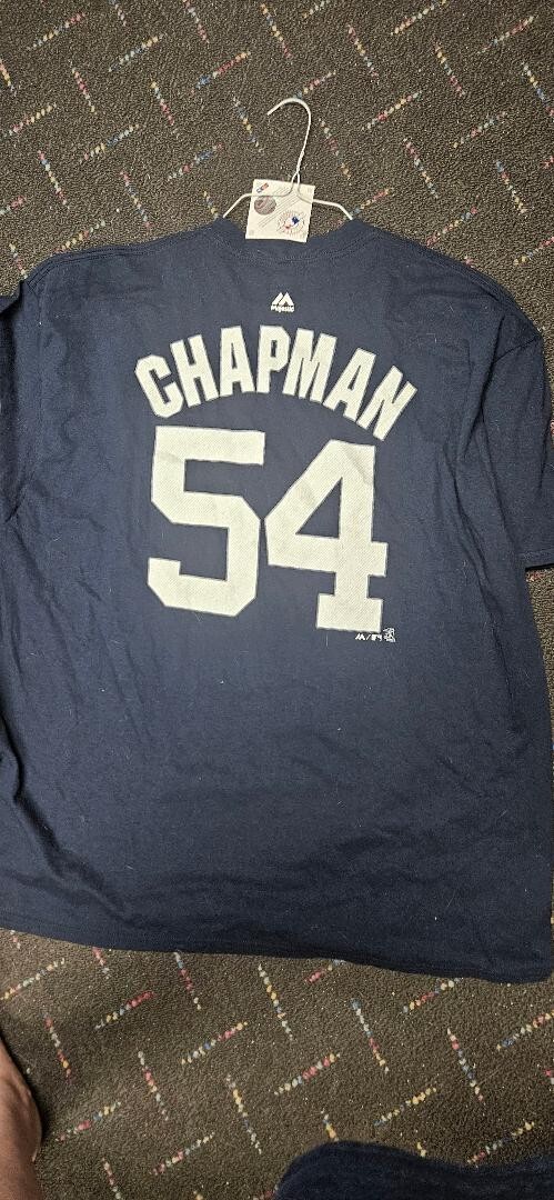 New York Yankees Majestic Chapman #54 blue jersey t shirt