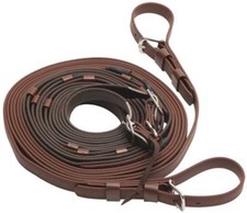 ZILCO BROWN SINGLE  Z-GRIP REINS WITH LEATHERETTE STOPS
