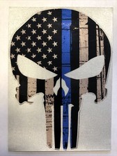 Punisher Skull Blue Line Decal
