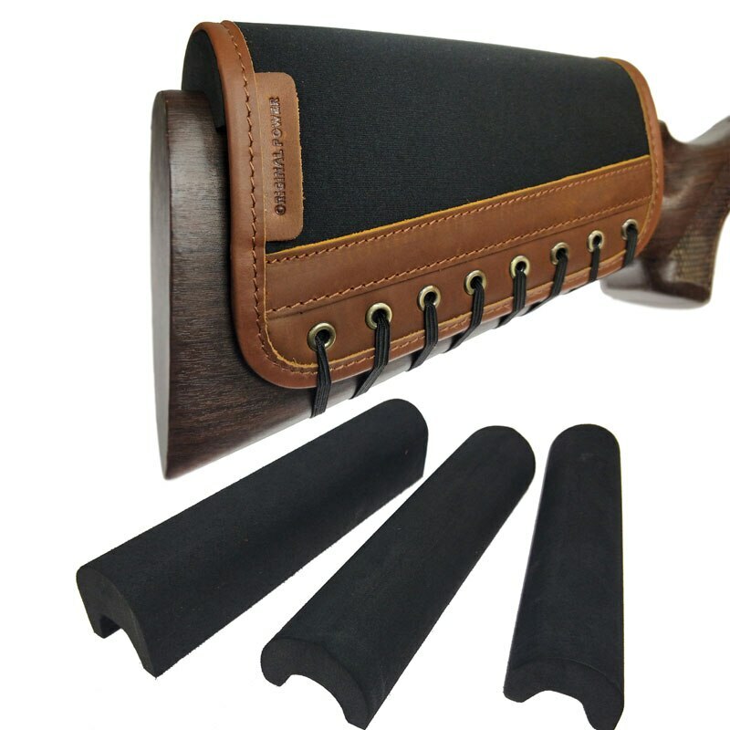 Busc de crosse ORIGINAL POWER en cuir marron avec 3 coussins de réglage pour carabine de chasse