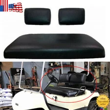 For Yamaha G11-G22 Golf Cart Black Leather Seat Back & Seat Bottom Cover Set