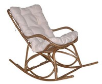 Schaukelstuhl Aus Rattan Mit Kissenauflage In Braun Relax Schaukelsessel Sessel