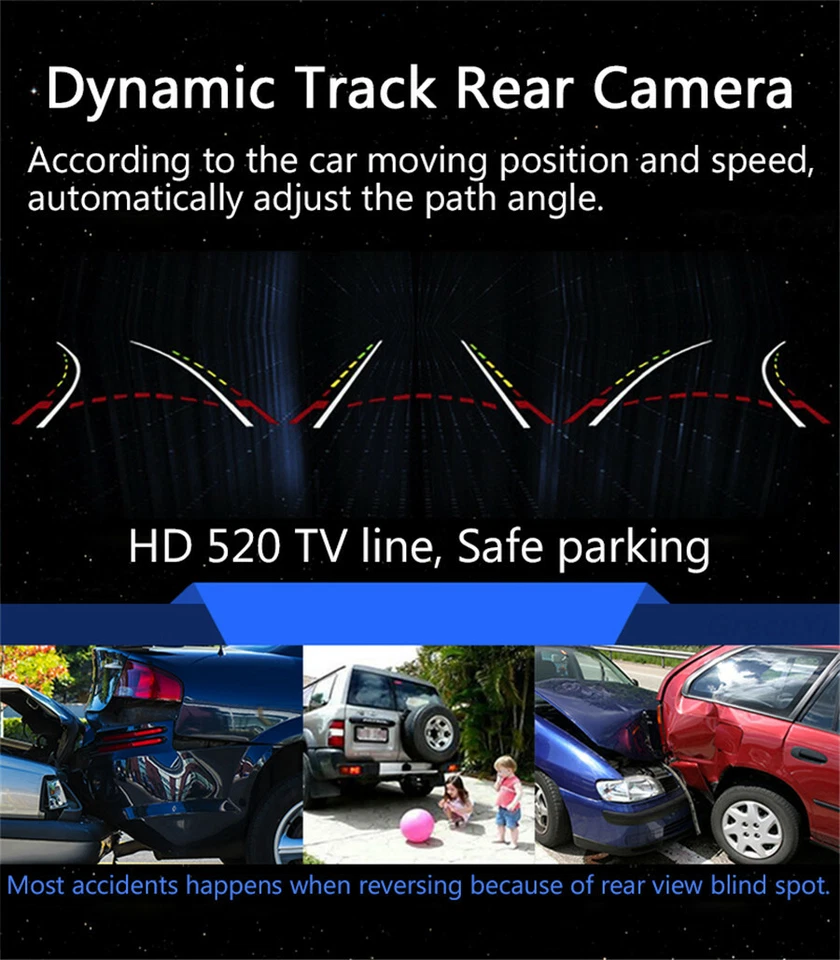 HD Coche Trayectoria Dinámica Guía de Movimiento Línea de Estacionamiento Cámara de Visión Trasera Impermeable Foto 3 de 4