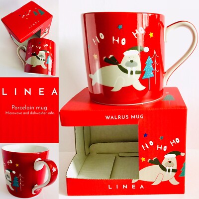Brandneu verpackt House of Fraser Weihnachten ''Walross'' Porzellan Becher (4''/10cm, 330g)