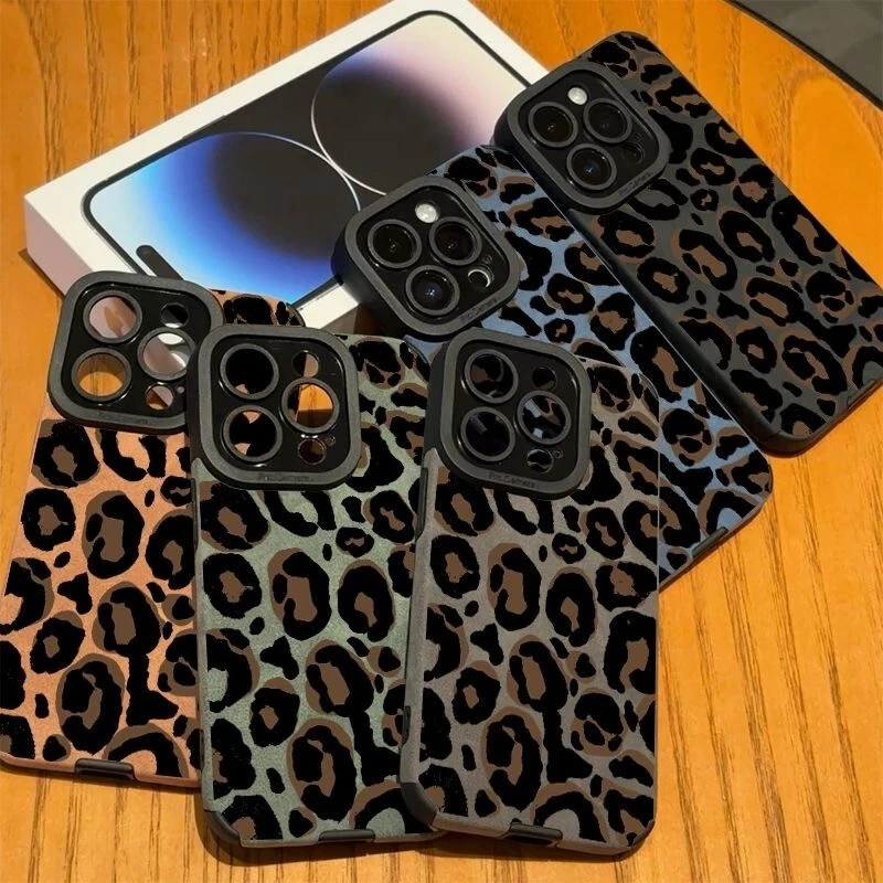 Leopard Pattern Leather Phone Case For iPhone 16 15 14 13 12 11 XR XS 7 8 Cover - Image 2 of 4