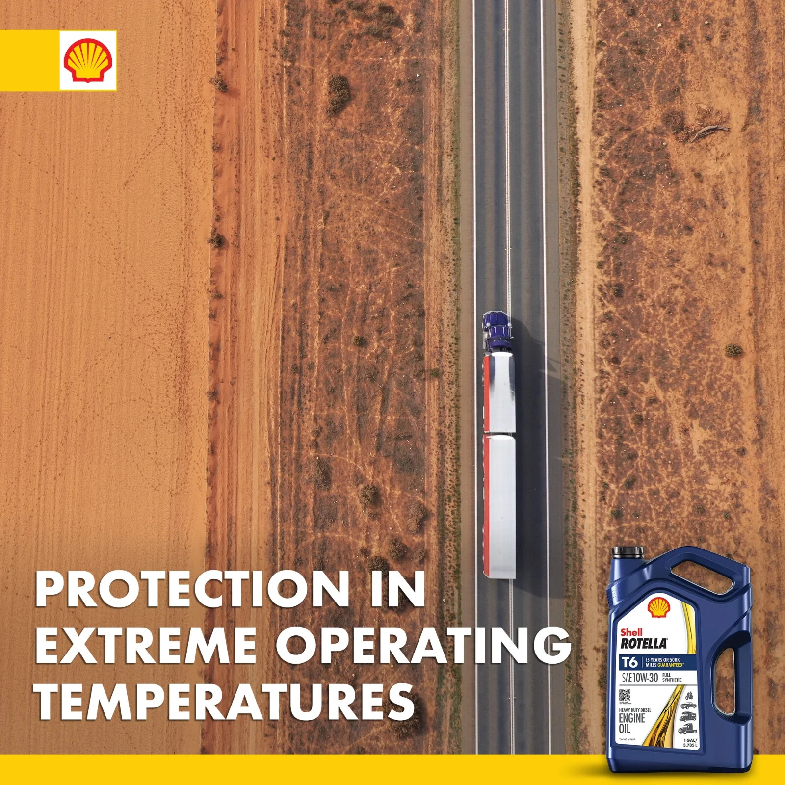 Shell Rotella T6 Full Synthetic 10W-30 Diesel Engine Oil, 1 Gallon