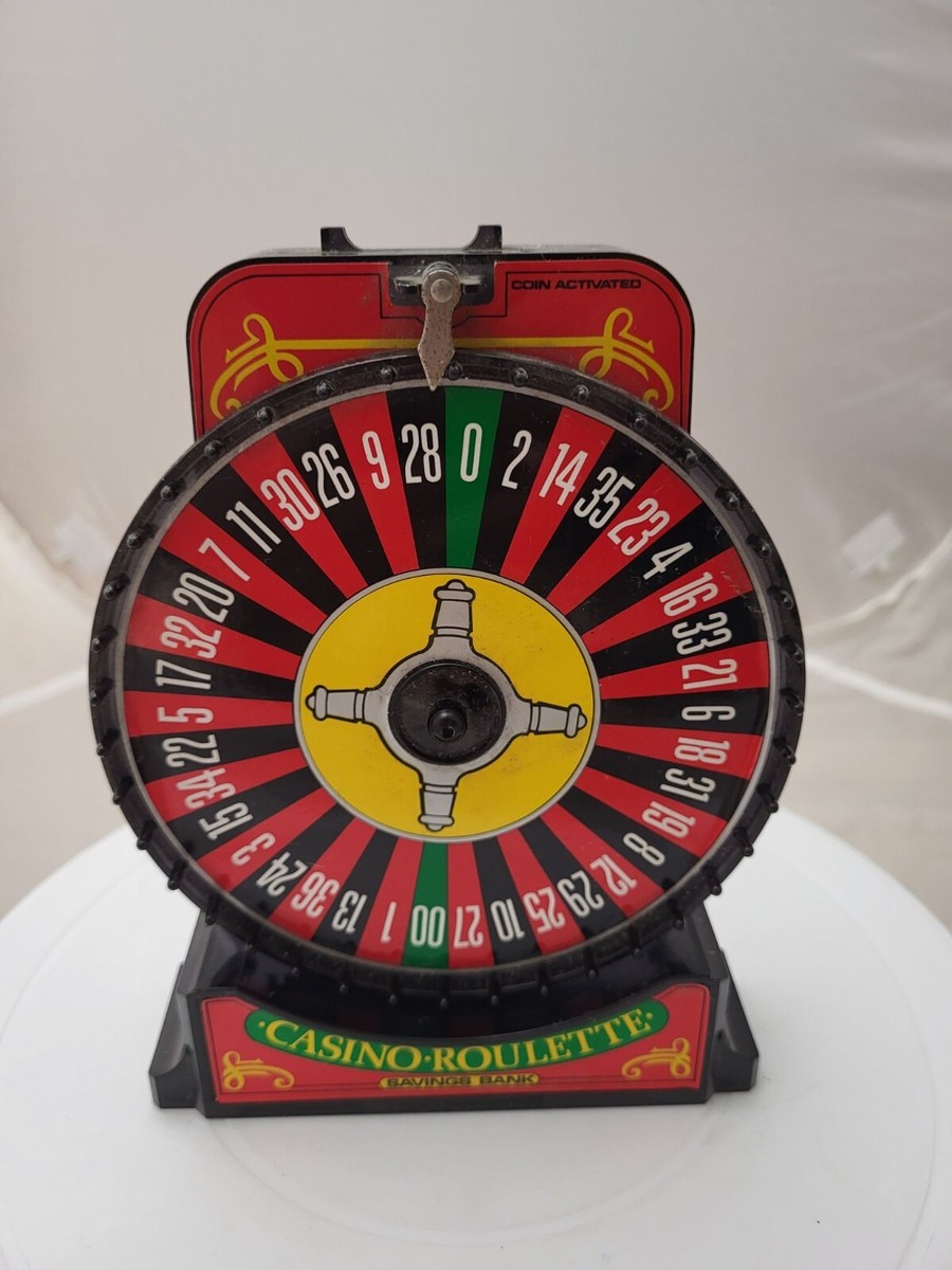 RARE Vtg 1950S CASINO ROULETTE WHEEL COIN BANK MID CENTURY GAMING