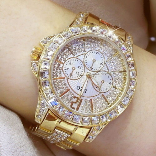 Reloj De Pulsera Oro Para Mujer Lujo De Cristal Relojes Con Diamantes Relojes - Imagen 1 de 15