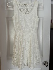 womens monteau  lace dress off white ivory  S small