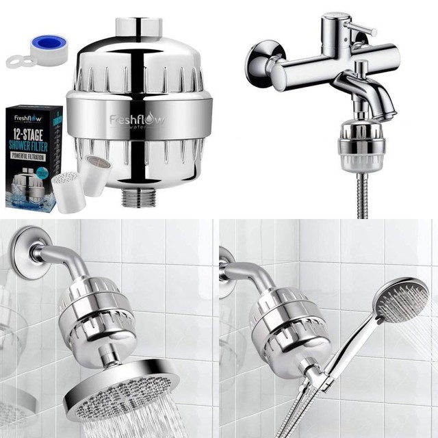 shower head with water softener filter