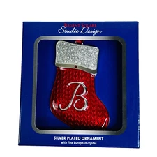 Regent Square Studio Design B Stocking Ornament with Fine European Crystals