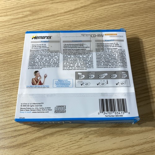 MEMOREX Two.. 5 PACK. HIGH SPEED CD-RW - NEW SEALED - 12x - 700 mb - 80 min. - Picture 2 of 2