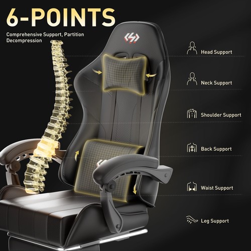Gaming Chair with footrest, Video Game Chair, Ergonomic Computer Chair - Picture 6 of 54