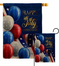 July Fun Burlap Garden Flag Americana Fourth Decorative Gift Yard House Banner