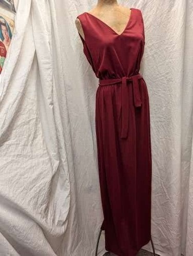 Vintage 1970's Maroon Nylon Poly Mod Dress by Emma Domb Size M/L