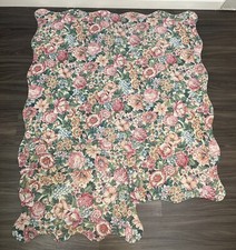 Vintage Handmade Smaller Bright Floral Quilted Blanket 41 X 43  And Pillowcase