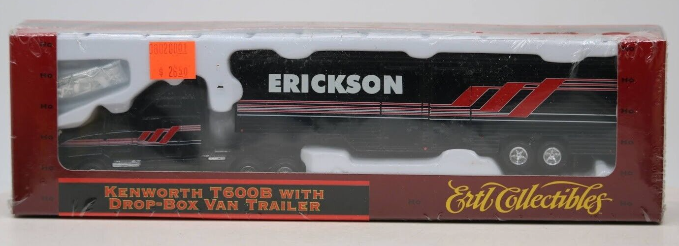 ERTL 1:87 Erickson Kenworth T600B with Drop-Box Van Trailer HO Scale New Sealed