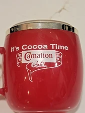 Promo Clock Carnation Cocoa Time Red Mug Red Plastic Advertising Samples
