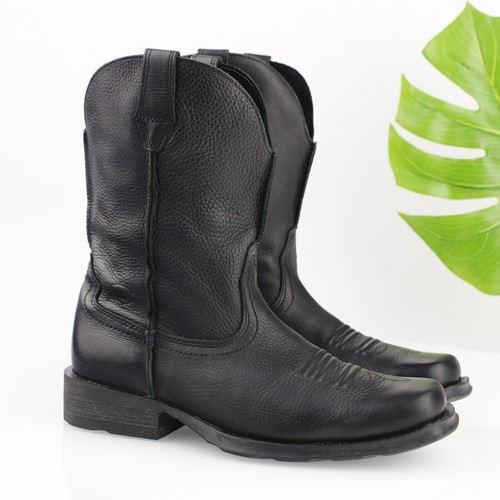 Ariat Mens Rambler Western Boot Size 9 D Black Leather Square Toe Work Ranch - Picture 16 of 18