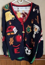 The Eagles Eye Homecoming Teacher School Button Up Cardigan Sz M Vintage 1993