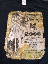 2008 Trail Of Tears Commemorative Motorcycle Ride Tshirt Black L Made in USA