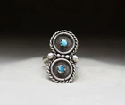 Vintage Navajo Native American Sterling Silver Turquoise Ring size 7.25