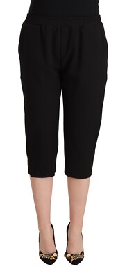 DOUUOD Hose schwarz Polyester hohe Taille Cropped Damenhose IT48/US14/XXL $ 250