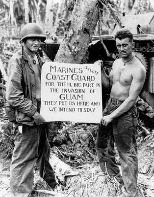 WWII Photo US Marines US Coast Guard Guam USMC Pacific World War