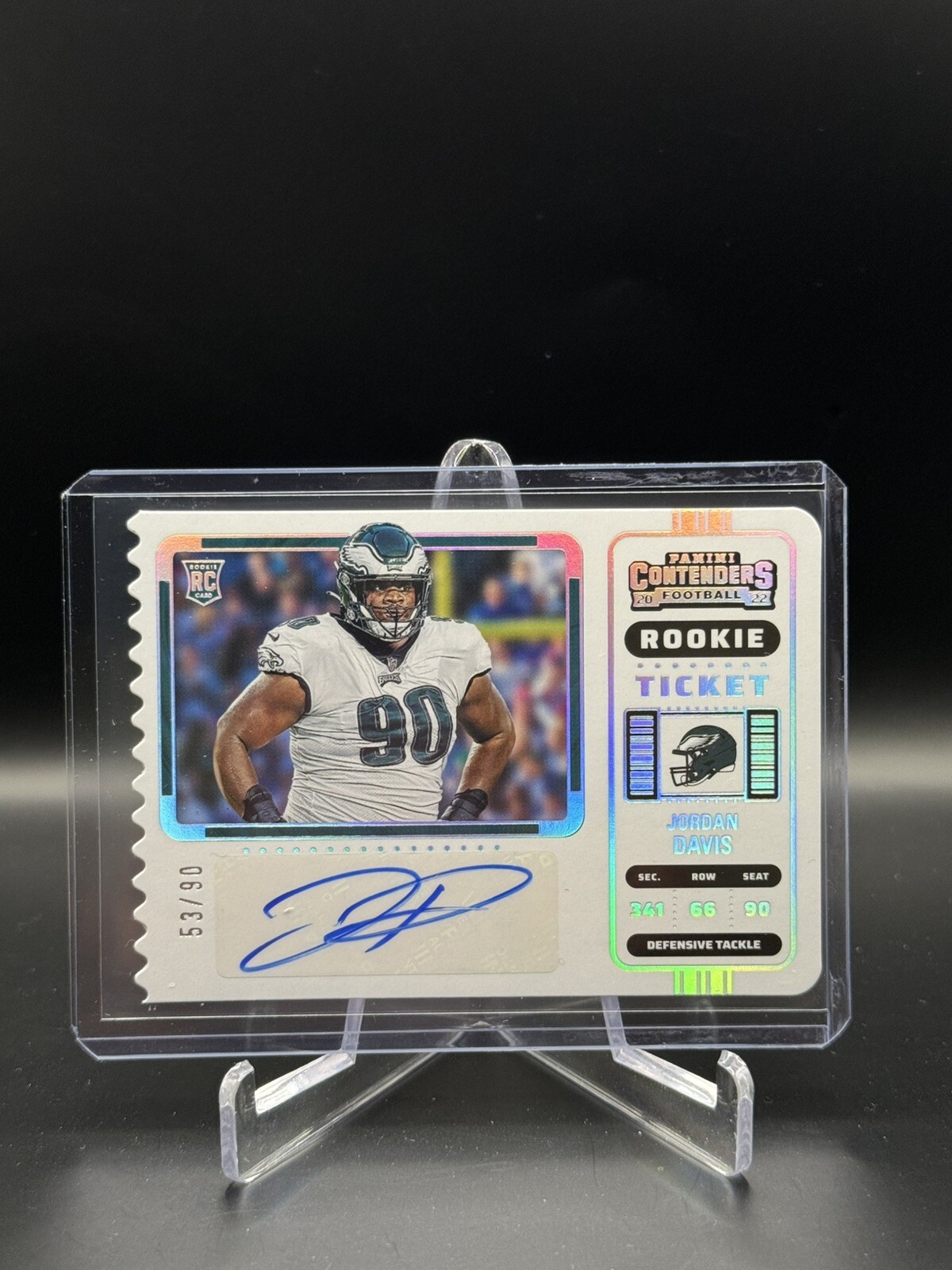 2022 CONTENDERS JORDAN DAVIS TICKET STUB 53/90 ROOKIE AUTOGRAPH VARIATION 🦅