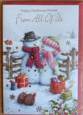 From All of Us Christmas Cards, Snowman, Cat, Dog ,Snowy Scene, Christmas Tree