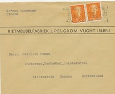 NIEDERLANDE 1950, Königin Juliane 10  C (2) portogerechte MeF mit Wiederaufbau-W