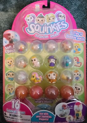 2010 SQUINKIES Series 4 Bubble 16 Pack Surprize Mystery Inside Soft & Squishy
