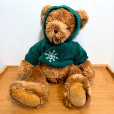 Russ Berrie Teddy Bear Plush Green Snowflake Hoodie 18" Stuffed Animal 46743