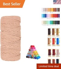 100 Natural Cotton Macrame Cord - 3mm x 109 Yards, Brick Red for DIY Crafts