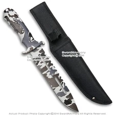 12" Blizzard Camo Tactical Dagger Fixed Blade Knife with Polyester Sheath