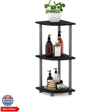 TURN-N-TUBE Corner Shelf, 3-Tier Corner Bookshelf, Display Storage Shelves wi...
