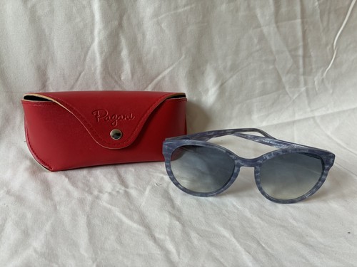 Pagani Luxe Blue Shimmer Women's Sunglasses and Leather Case - Handmade in Italy