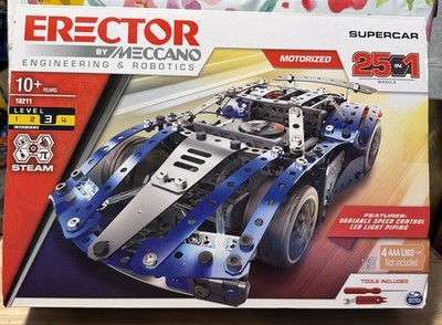 Meccano Erector Supercar 25-in-1 Stem Building Kit- 328 Parts- #18211- Ages 10+