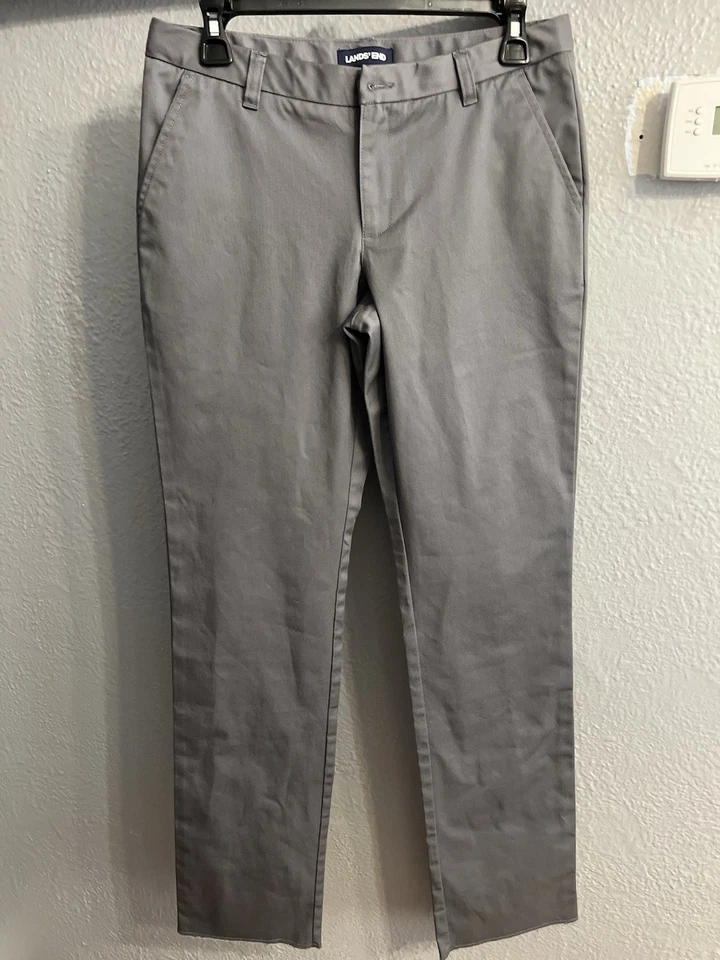 Lands End Girls Gray Pant Size 16 Adjustable Waist School Uniform - Image 2 of 4