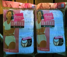 NOS 2003 12 Pairs Hanes Her Way Size 9 White 100 Cotton Brief Underwear