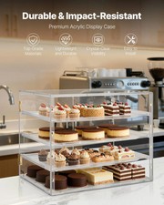 Bakery Display Case, 4-Tier Commercial Countertop Pastry Display Case, Clear Acr