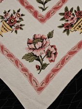 TERRY CLOTH Tablecloth Pink Floral Rectangle ...