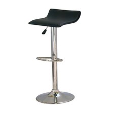 Bar Stools Black Leather Small Swivel Adjustable Seat Chrome Low Back Pack of 2